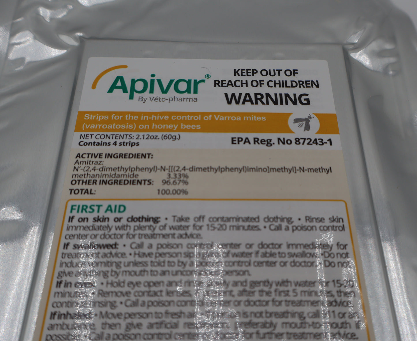 4-Pack of Apivar – Proven Varroa Mite Treatment for Healthy Hives
